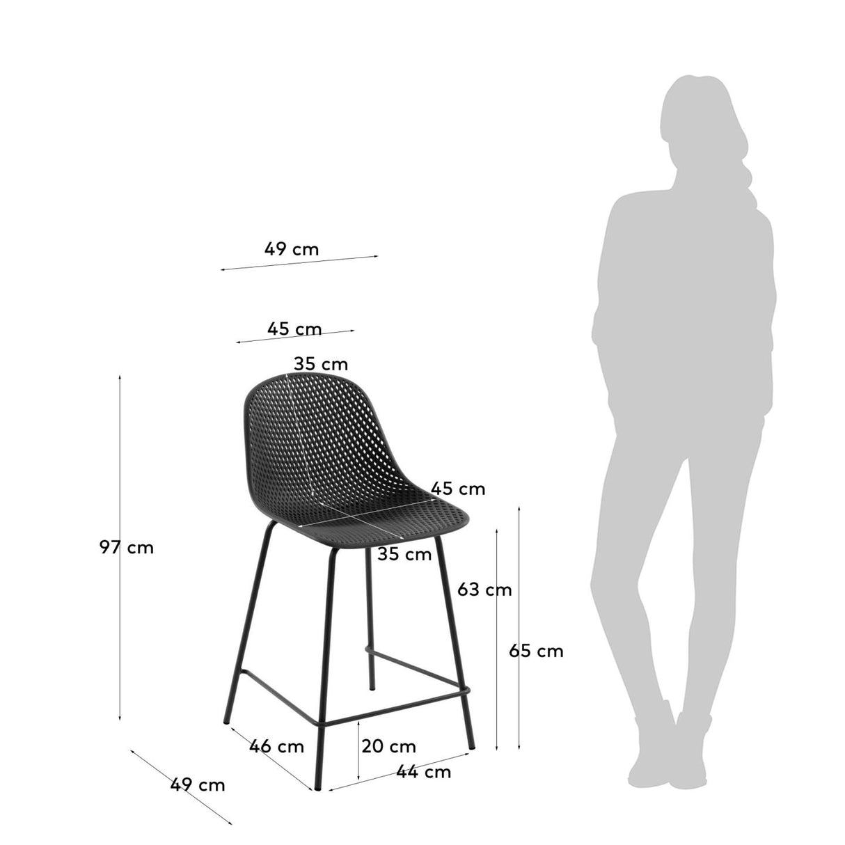 Outdoor Hocker Quinby grau Höhe 65 cm - ZEN ZONE Furniture
