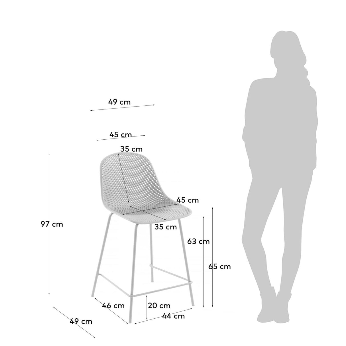 Outdoor Hocker Quinby weiß Höhe 65 cm - ZEN ZONE Furniture