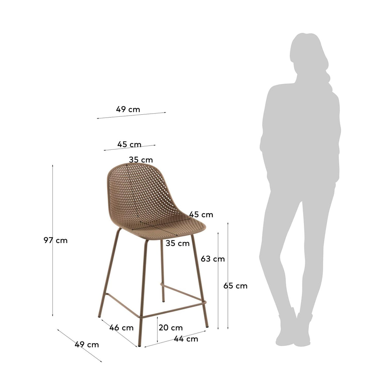 Outdoor Hocker Quinby beige Höhe 65 cm - ZEN ZONE Furniture