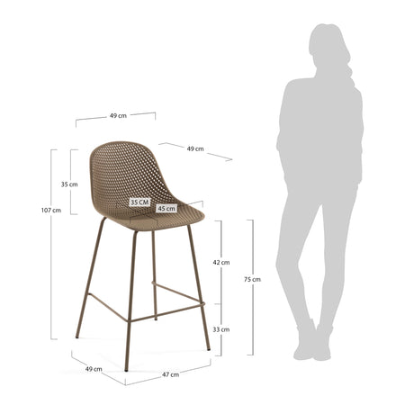 Quinby Barhocker beige Höhe 75 cm - ZEN ZONE Furniture