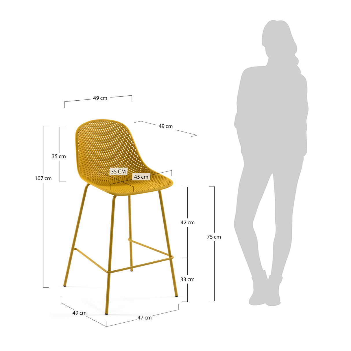 Outdoor Hocker Quinby gelb Höhe 75 cm - ZEN ZONE Furniture