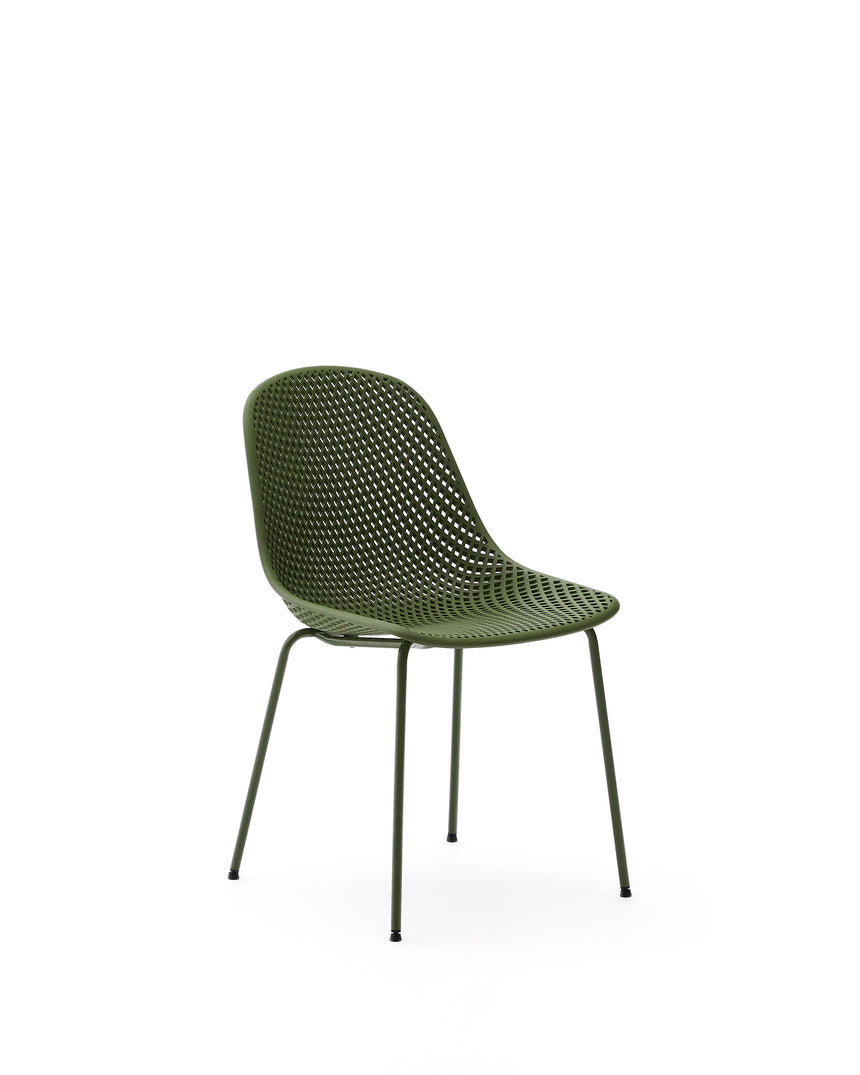 Outdoor-Stuhl Quinby mit grünen Stahlbeinen - ZEN ZONE Furniture