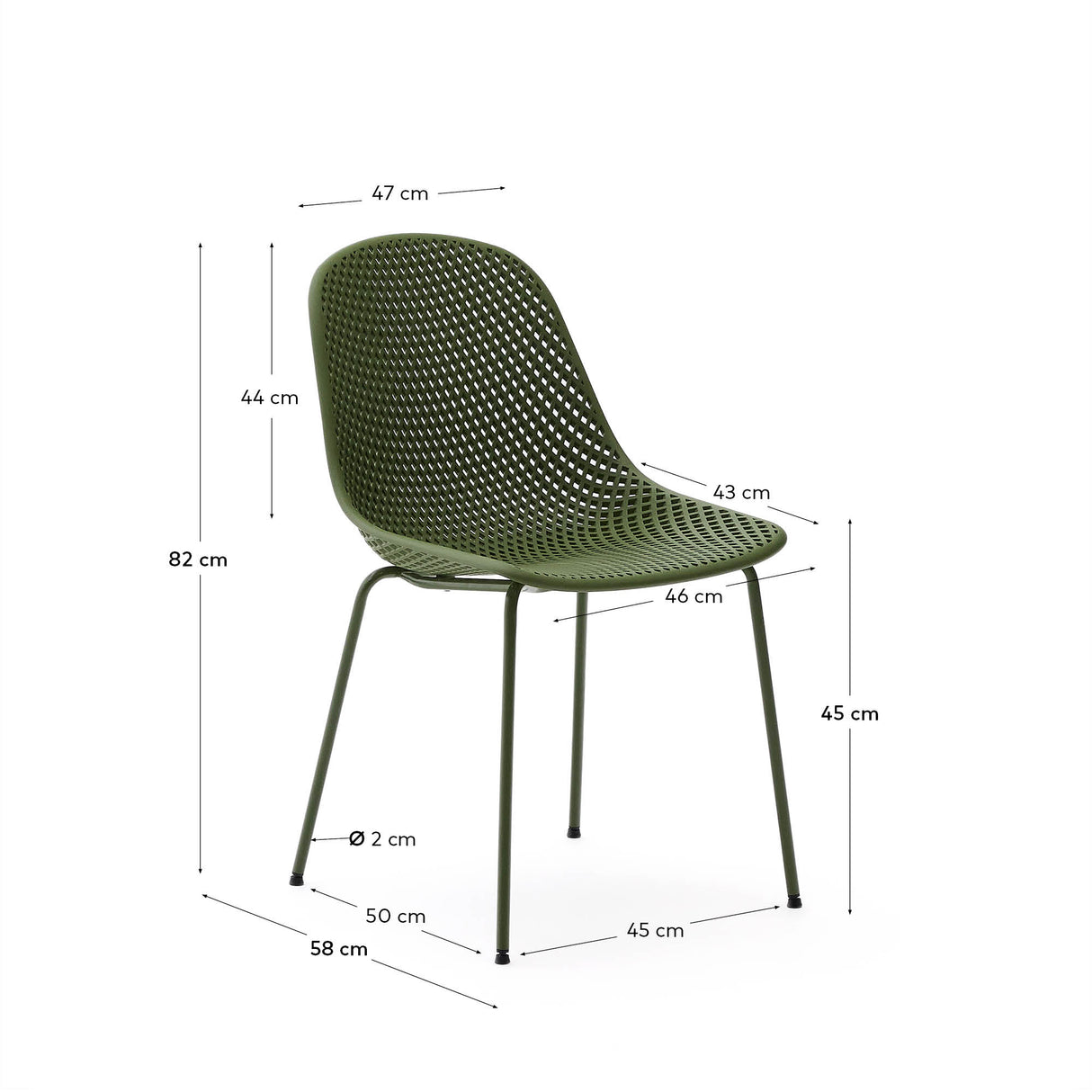 Outdoor-Stuhl Quinby mit grünen Stahlbeinen - ZEN ZONE Furniture