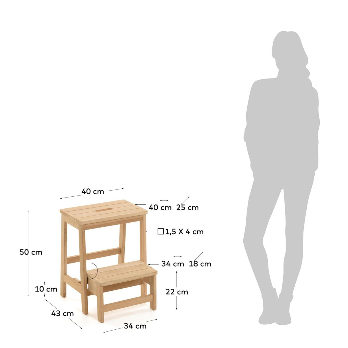 Hocker mit Leiter Nell 40 x 43 cm - ZEN ZONE Furniture
