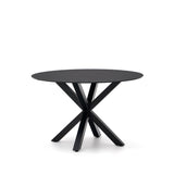 Argo runder Tisch aus schwarzem Glas mit schwarzen Stahlbeinen Ø 120 cm - ZEN ZONE Furniture