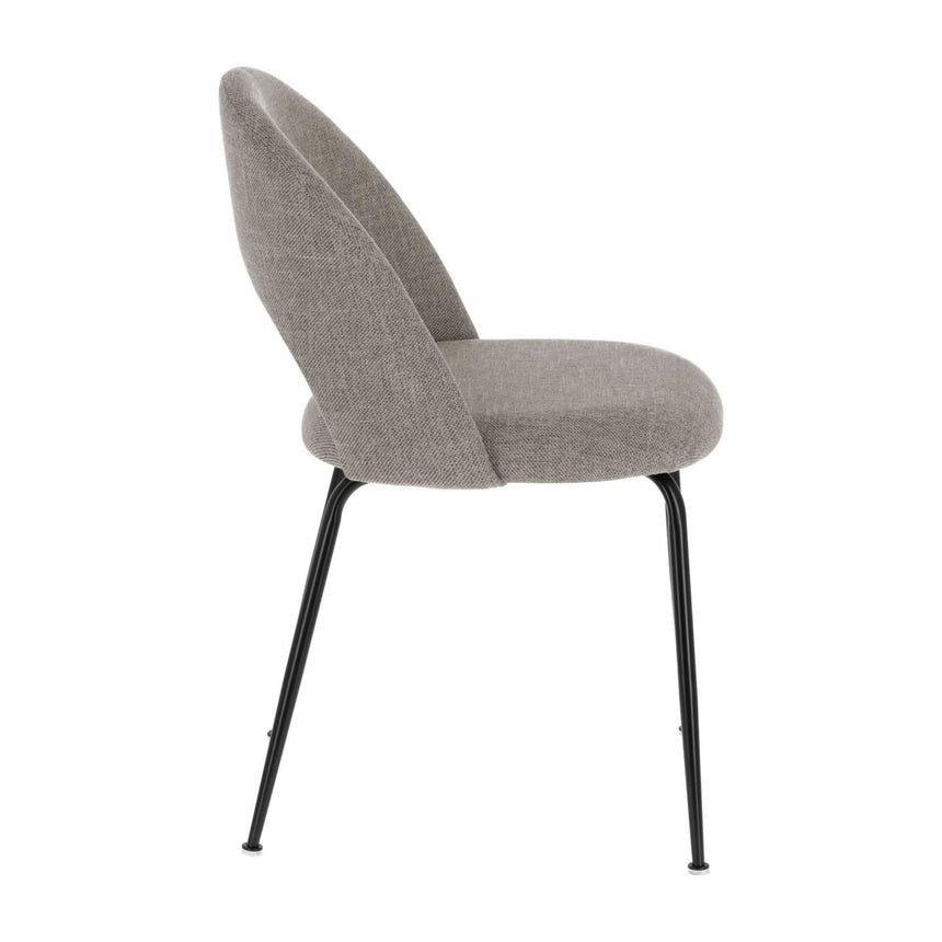 Mahalia Stuhl hellgrau und Stahlbeine mit schwarzem Finish - ZEN ZONE Furniture