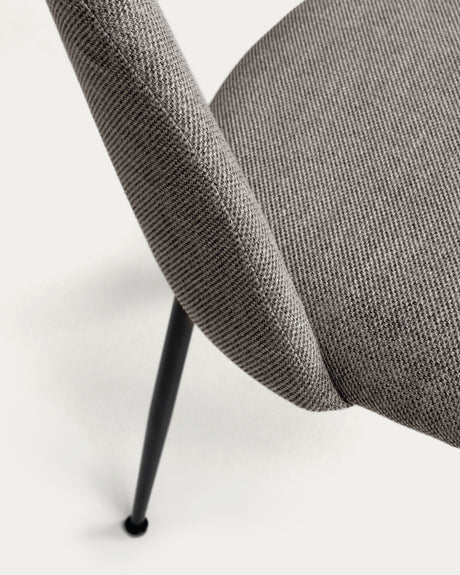 Mahalia Stuhl hellgrau und Stahlbeine mit schwarzem Finish - ZEN ZONE Furniture