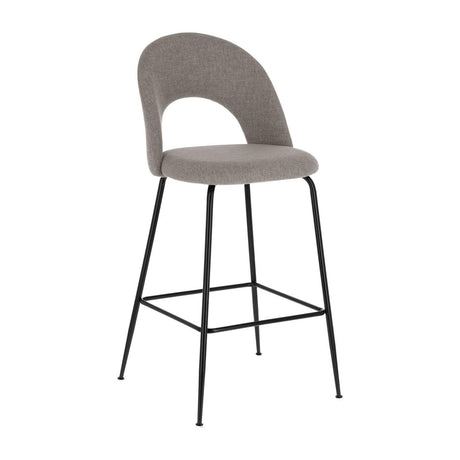 Mahalia Barhocker hellgrau und Stahl mit schwarzem Finish Höhe 63 cm - ZEN ZONE Furniture