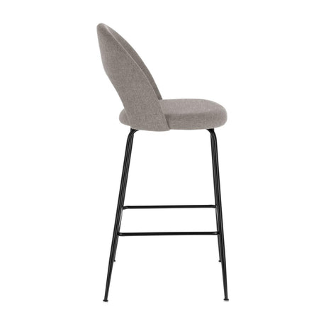 Mahalia Barhocker hellgrau und Stahl mit schwarzem Finish Höhe 63 cm - ZEN ZONE Furniture