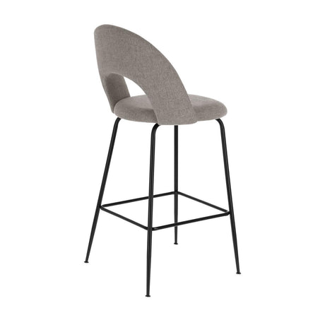 Mahalia Barhocker hellgrau und Stahl mit schwarzem Finish Höhe 63 cm - ZEN ZONE Furniture
