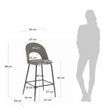 Mahalia Barhocker hellgrau und Stahl mit schwarzem Finish Höhe 63 cm - ZEN ZONE Furniture
