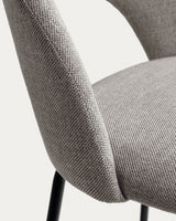 Mahalia Barhocker hellgrau und Stahl mit schwarzem Finish Höhe 63 cm - ZEN ZONE Furniture