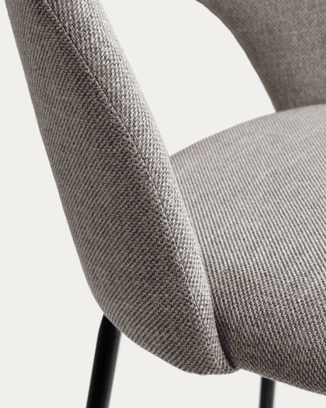 Mahalia Barhocker hellgrau und Stahl mit schwarzem Finish Höhe 63 cm - ZEN ZONE Furniture
