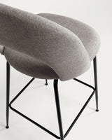 Mahalia Barhocker hellgrau und Stahl mit schwarzem Finish Höhe 63 cm - ZEN ZONE Furniture