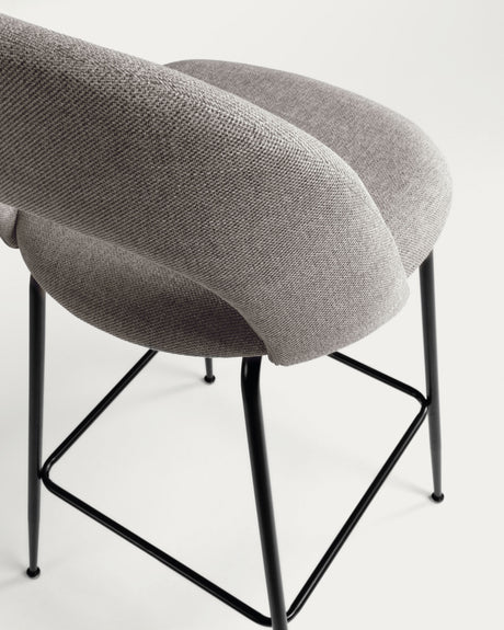 Mahalia Barhocker hellgrau und Stahl mit schwarzem Finish Höhe 63 cm - ZEN ZONE Furniture