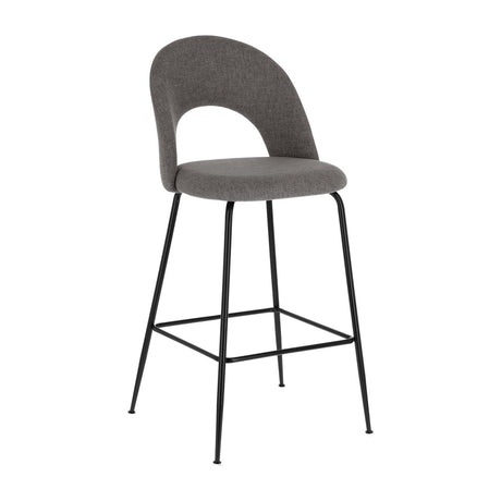 Mahalia Barhocker dunkelgrau und Stahl mit schwarzem Finish Höhe 63 cm - ZEN ZONE Furniture