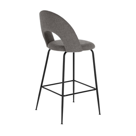 Mahalia Barhocker dunkelgrau und Stahl mit schwarzem Finish Höhe 63 cm - ZEN ZONE Furniture