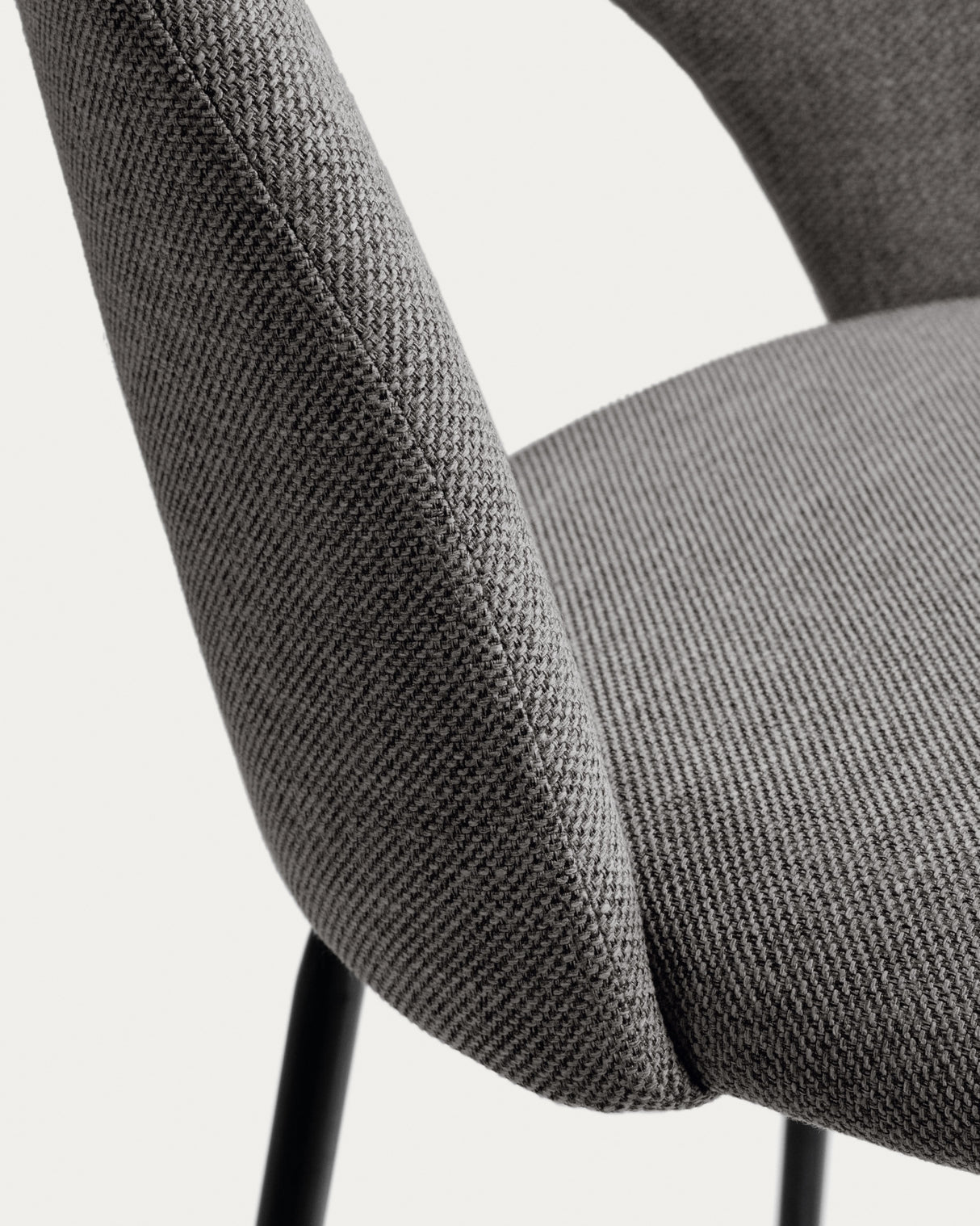Mahalia Barhocker dunkelgrau und Stahl mit schwarzem Finish Höhe 63 cm - ZEN ZONE Furniture