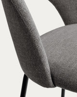 Mahalia Barhocker dunkelgrau und Stahl mit schwarzem Finish Höhe 63 cm - ZEN ZONE Furniture
