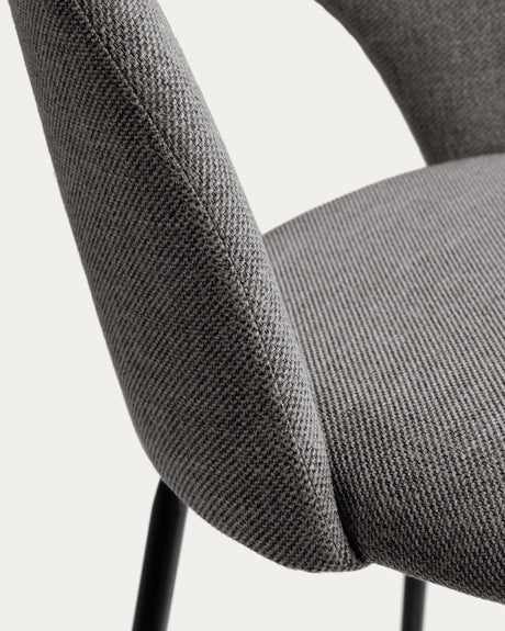 Mahalia Barhocker dunkelgrau und Stahl mit schwarzem Finish Höhe 63 cm - ZEN ZONE Furniture