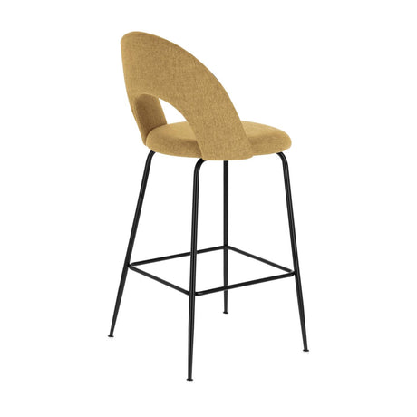 Mahalia Barhocker senfgelb und Stahl mit schwarzem Finish Höhe 63 cm - ZEN ZONE Furniture