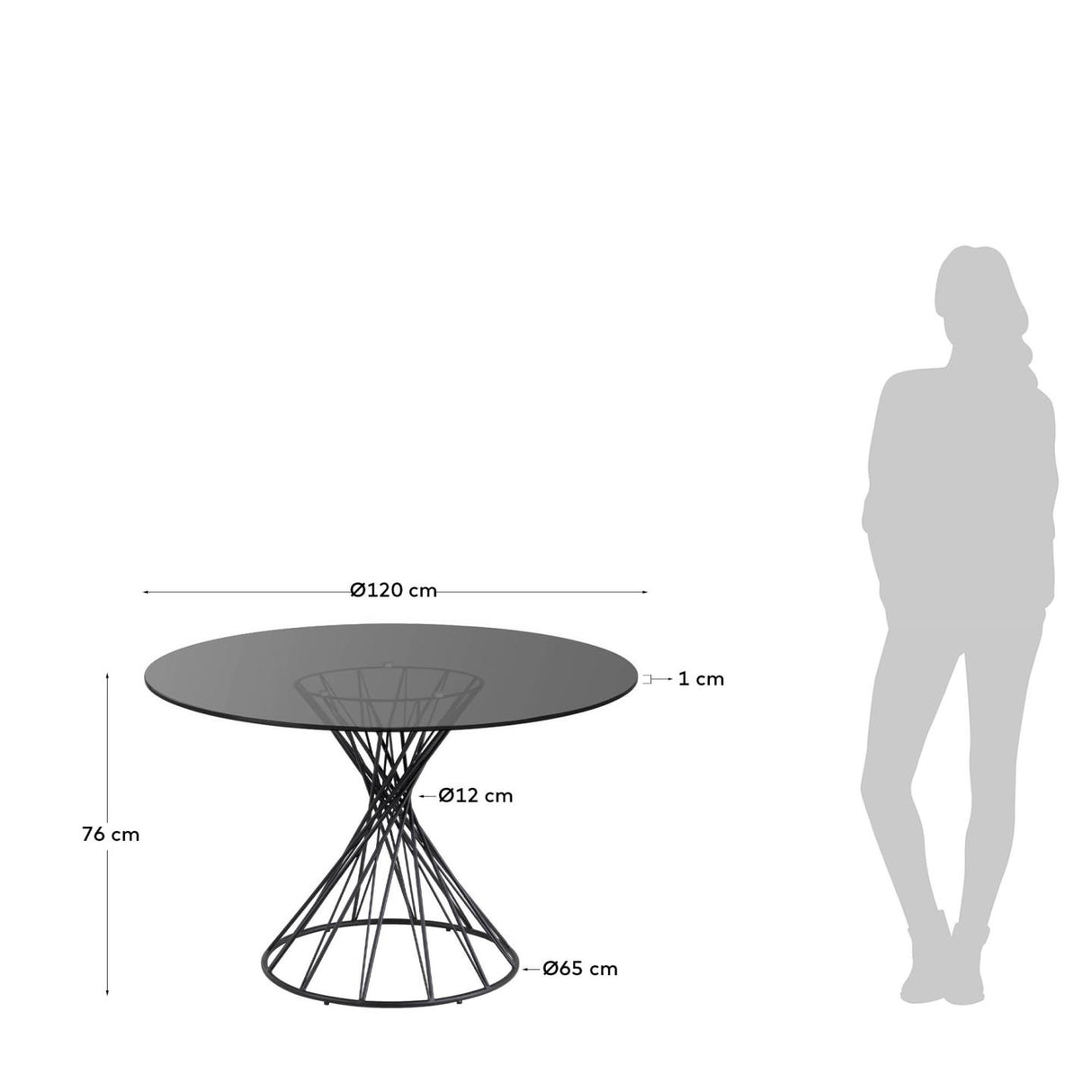 Niut Glas-Tisch Schwarz Ø 120 cm - ZEN ZONE