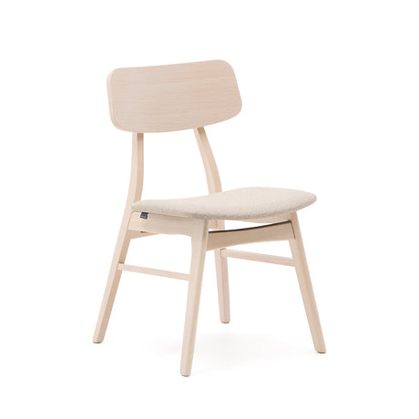 Selia Stuhl aus Eichenfurnier und massivem Kautschukholz gepolstert hellgrau - ZEN ZONE Furniture