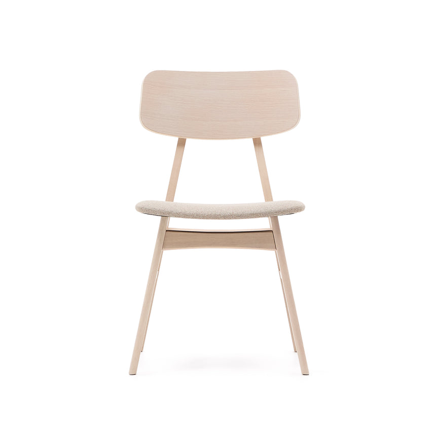 Selia Stuhl aus Eichenfurnier und massivem Kautschukholz gepolstert hellgrau - ZEN ZONE Furniture