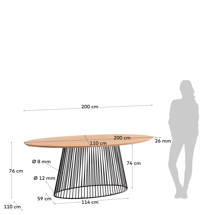 Leska Tisch 200 x 110 cm aus massivem Mangoholz und schwarzen Stahlbeinen - ZEN ZONE Furniture