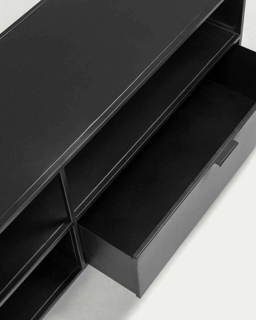 Shantay TV-Schrank 1 Türe und 1 Schublade aus Metall mit schwarzem Finish 150 x 50 cm - ZEN ZONE Furniture