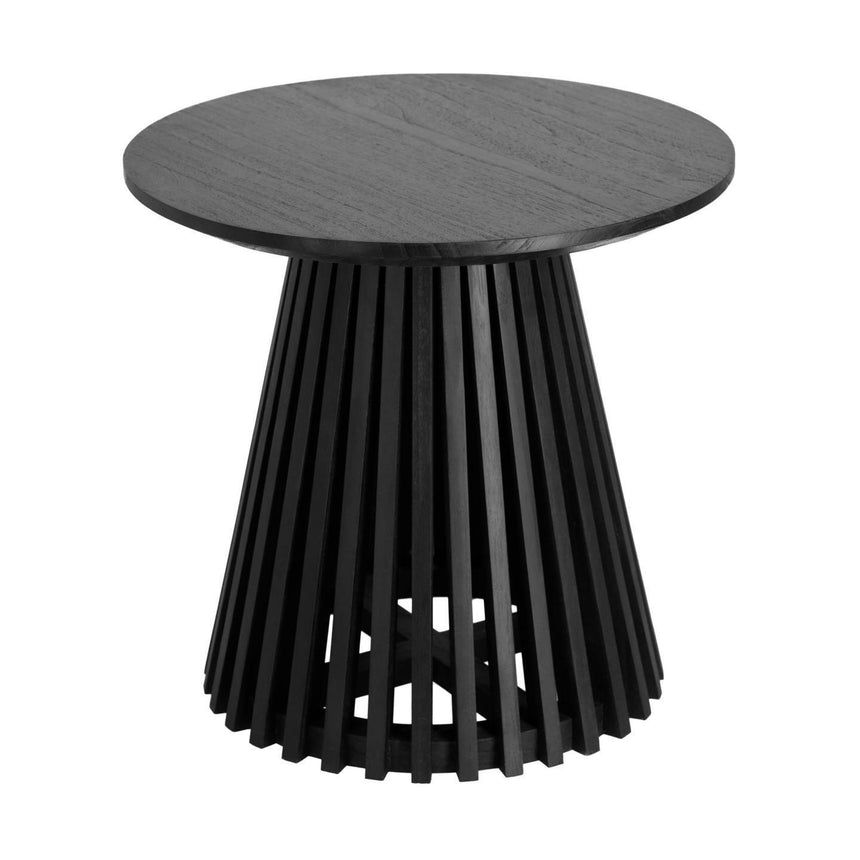 Jeanette Beistelltisch aus massivem Mindiholz schwarz Ø 50 cm - ZEN ZONE Furniture