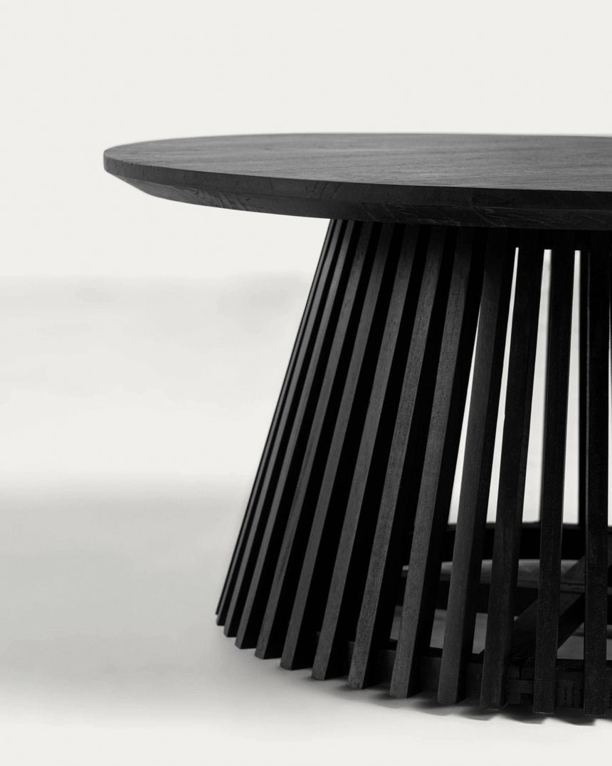 Jeanette Couchtisch aus massivem Mindiholz schwarz Ø 80 cm - ZEN ZONE Furniture