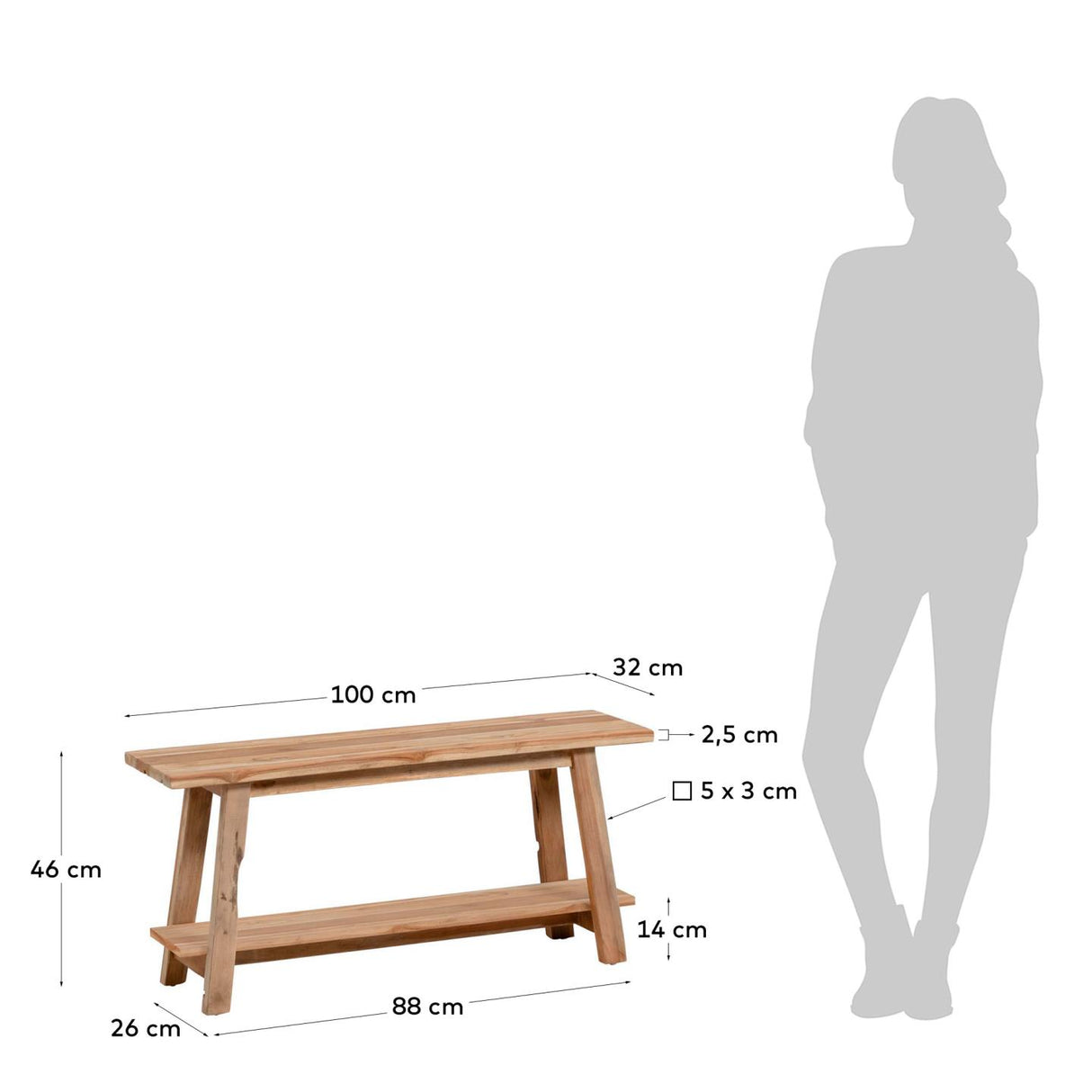 Safara Bank aus massivem recyceltem Teakholz 100 cm - ZEN ZONE Furniture