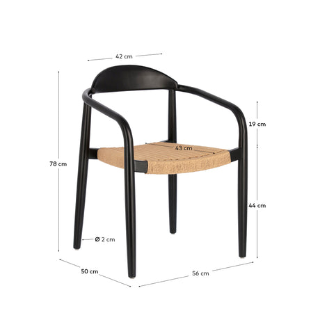 Nina stapelbarer Stuhl aus massivem Akazienholz und Papierseil beige - ZEN ZONE Furniture