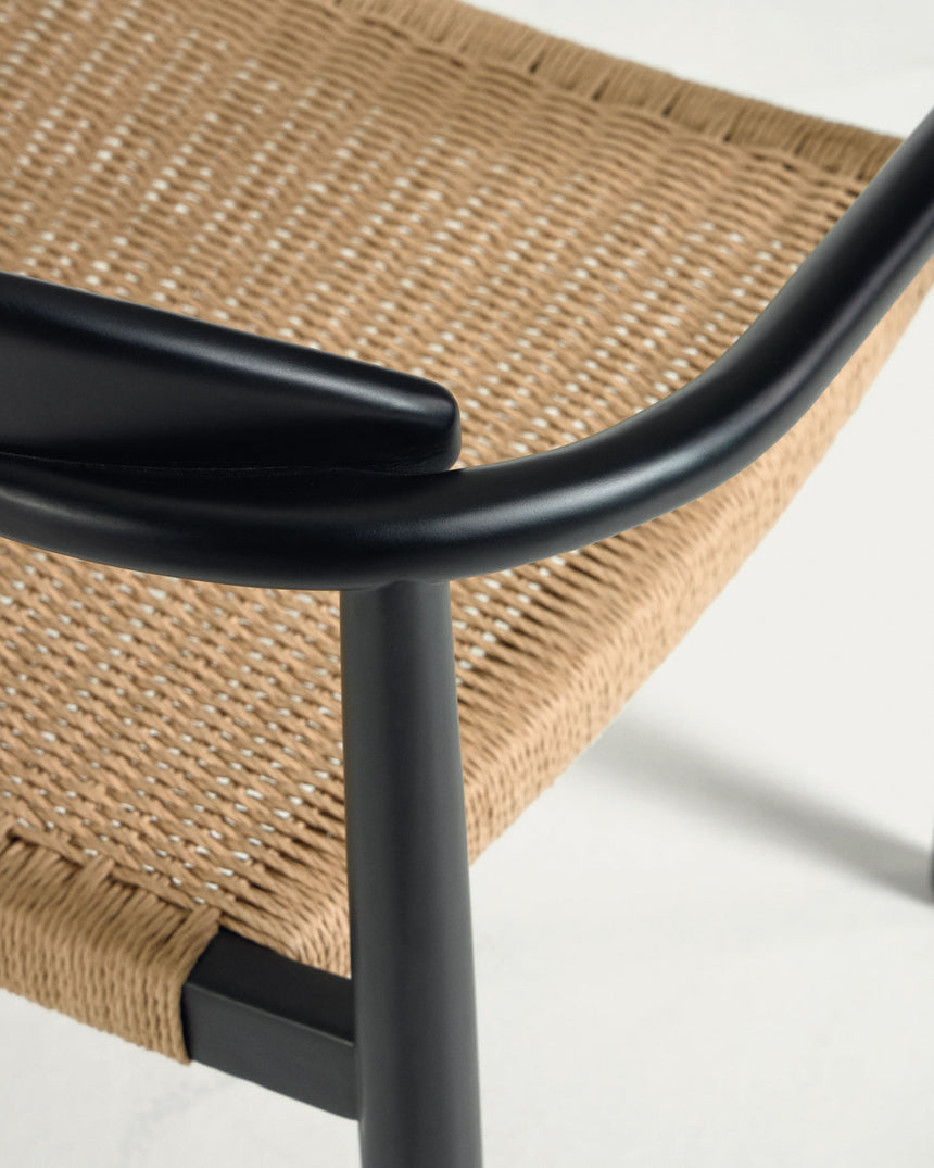 Nina stapelbarer Stuhl aus massivem Akazienholz und Papierseil beige - ZEN ZONE Furniture