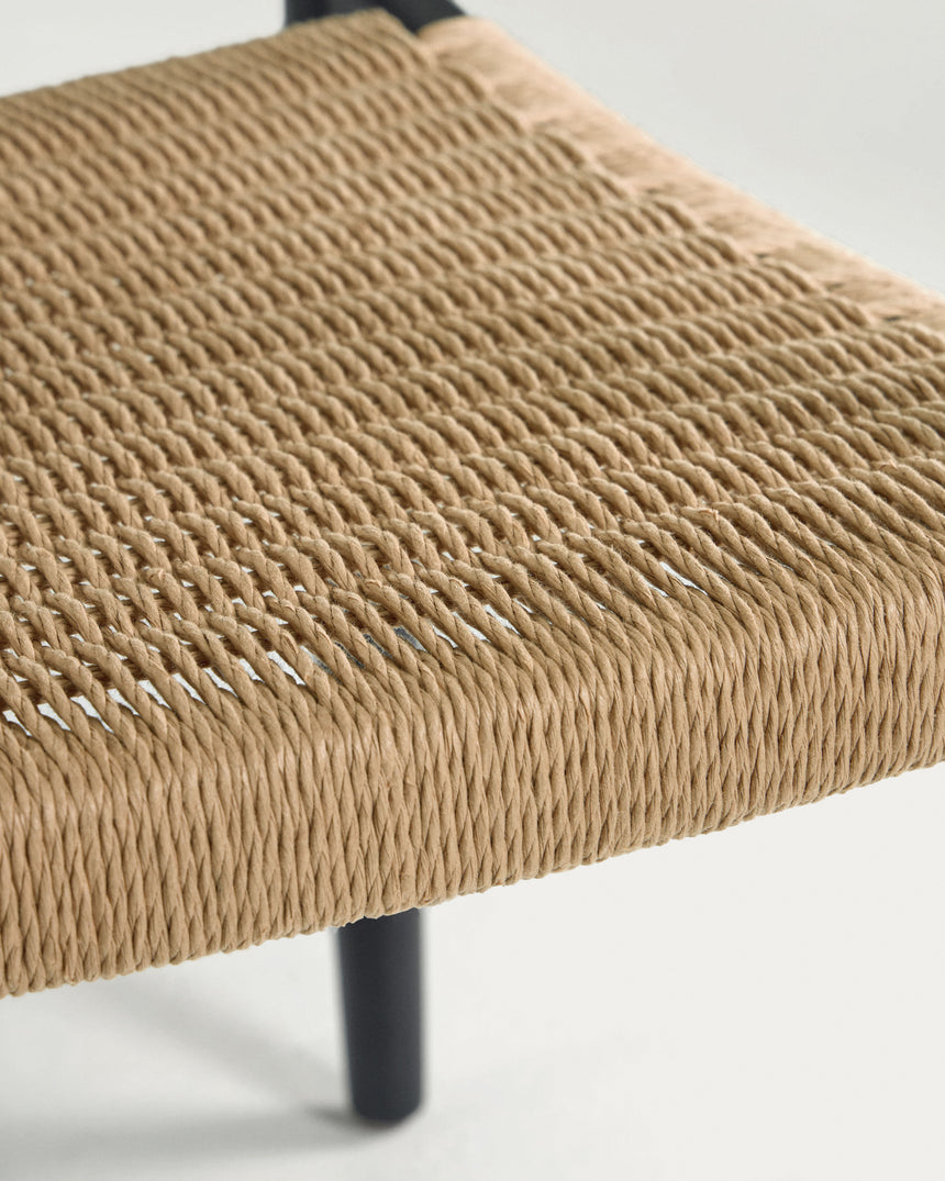 Nina stapelbarer Stuhl aus massivem Akazienholz und Papierseil beige - ZEN ZONE Furniture