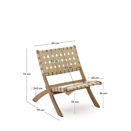 Chabeli Klappsessel massives Akazienholz und cremefarbenes Seil FSC 100 % - ZEN ZONE Furniture