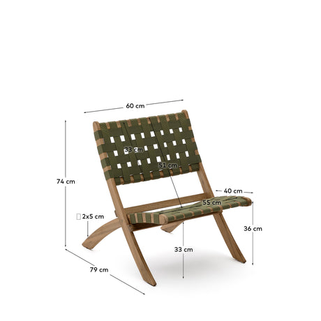 Chabeli Klappsessel massives Akazienholz und grünes Seil FSC 100 % - ZEN ZONE Furniture