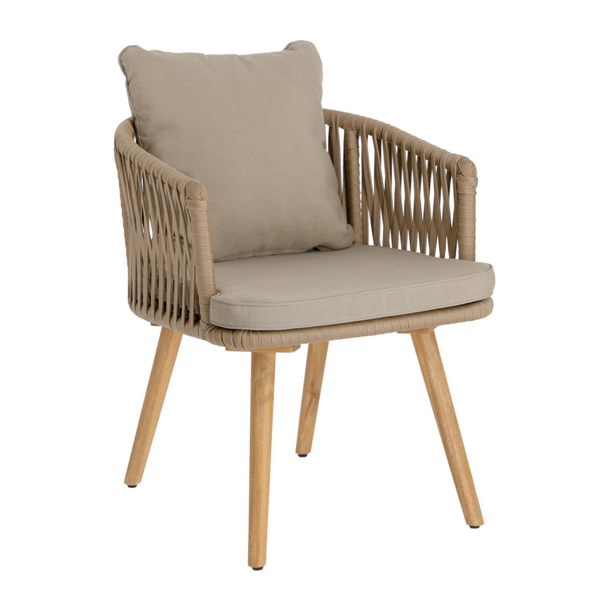 Hemilce Stuhl aus beigem Seil und Beinen aus massivem Akazienholz FSC 100% - ZEN ZONE Furniture