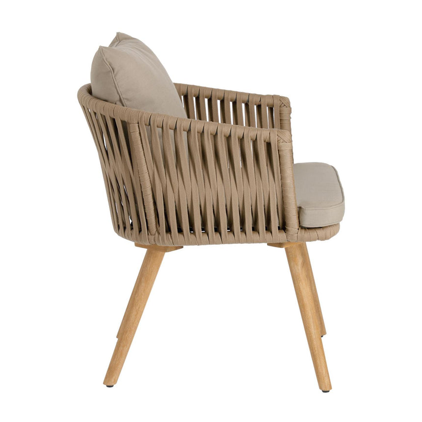 Hemilce Stuhl aus beigem Seil und Beinen aus massivem Akazienholz FSC 100% - ZEN ZONE Furniture