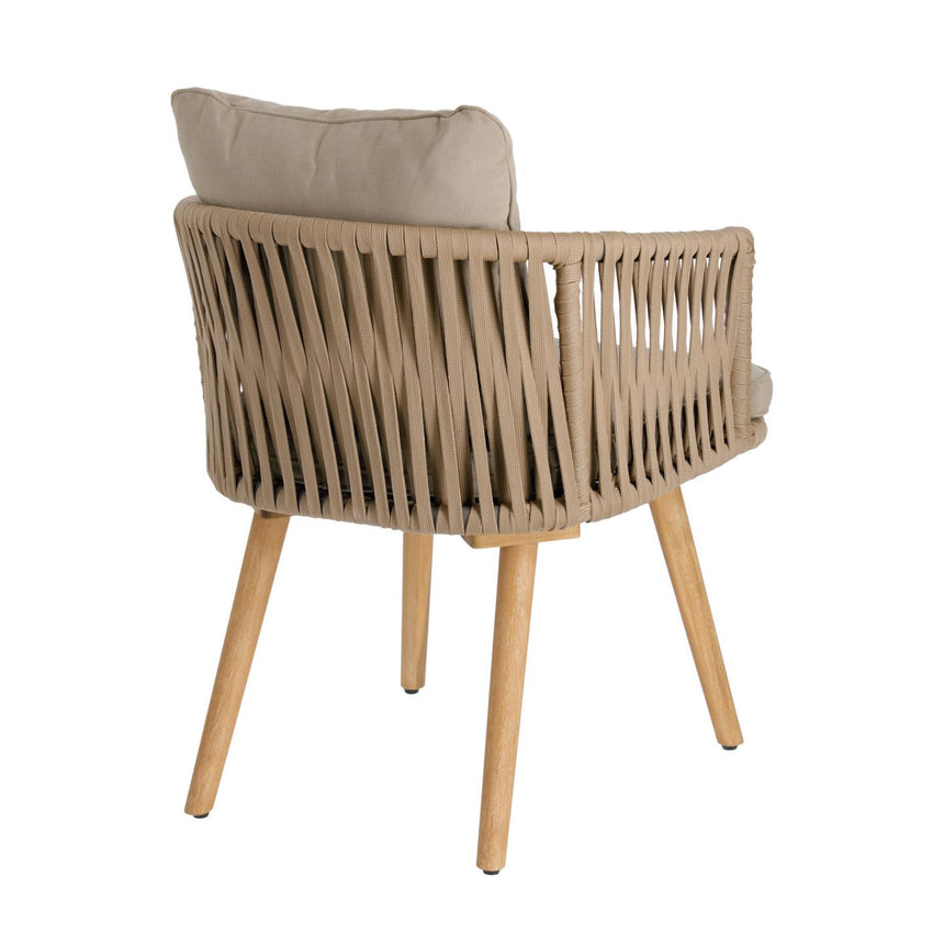 Hemilce Stuhl aus beigem Seil und Beinen aus massivem Akazienholz FSC 100% - ZEN ZONE Furniture