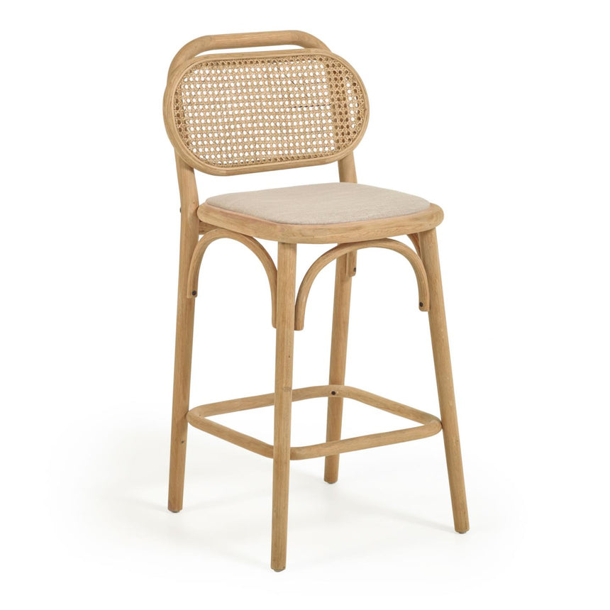 Doriane Hocker massive Eiche naturbelassen mit gepolstertem Sitz 65 cm hoch FSC Mix Credit - ZEN ZONE Furniture