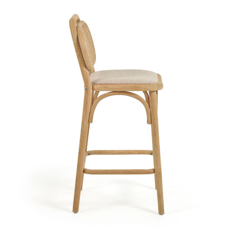 Doriane Hocker massive Eiche naturbelassen mit gepolstertem Sitz 65 cm hoch FSC Mix Credit - ZEN ZONE Furniture