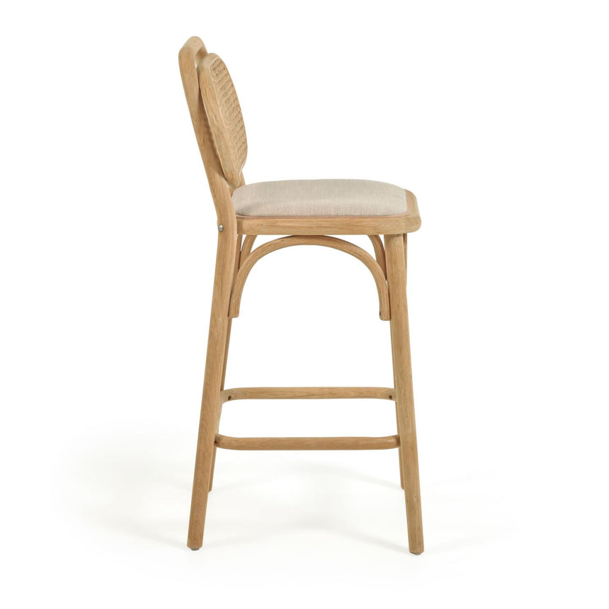 Doriane Hocker massive Eiche naturbelassen mit gepolstertem Sitz 65 cm hoch FSC Mix Credit - ZEN ZONE Furniture