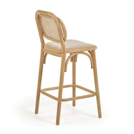 Doriane Hocker massive Eiche naturbelassen mit gepolstertem Sitz 65 cm hoch FSC Mix Credit - ZEN ZONE Furniture