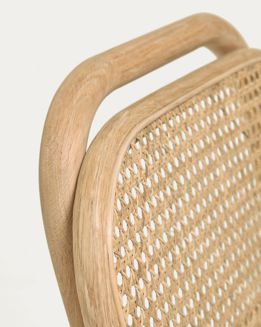 Doriane Hocker massive Eiche naturbelassen mit gepolstertem Sitz 65 cm hoch FSC Mix Credit - ZEN ZONE Furniture