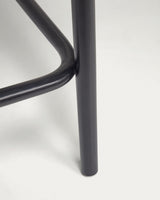 Doriane Hocker massive Ulme schwarzes Lackfinish gepolsterter Sitz 65 cm hoch - ZEN ZONE Furniture