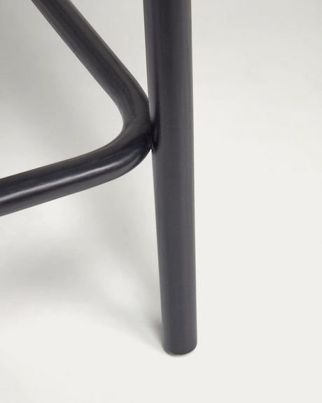 Doriane Hocker massive Ulme schwarzes Lackfinish gepolsterter Sitz 65 cm hoch - ZEN ZONE Furniture