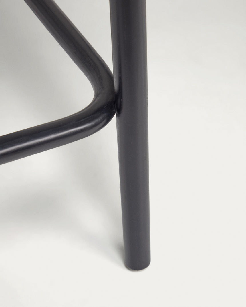 Doriane Hocker massive Ulme schwarzes Lackfinish gepolsterter Sitz 65 cm hoch - ZEN ZONE Furniture