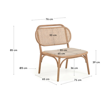 Doriane Sessel aus massiver Eiche mit Naturfinish und gepolstertem Sitz - ZEN ZONE Furniture